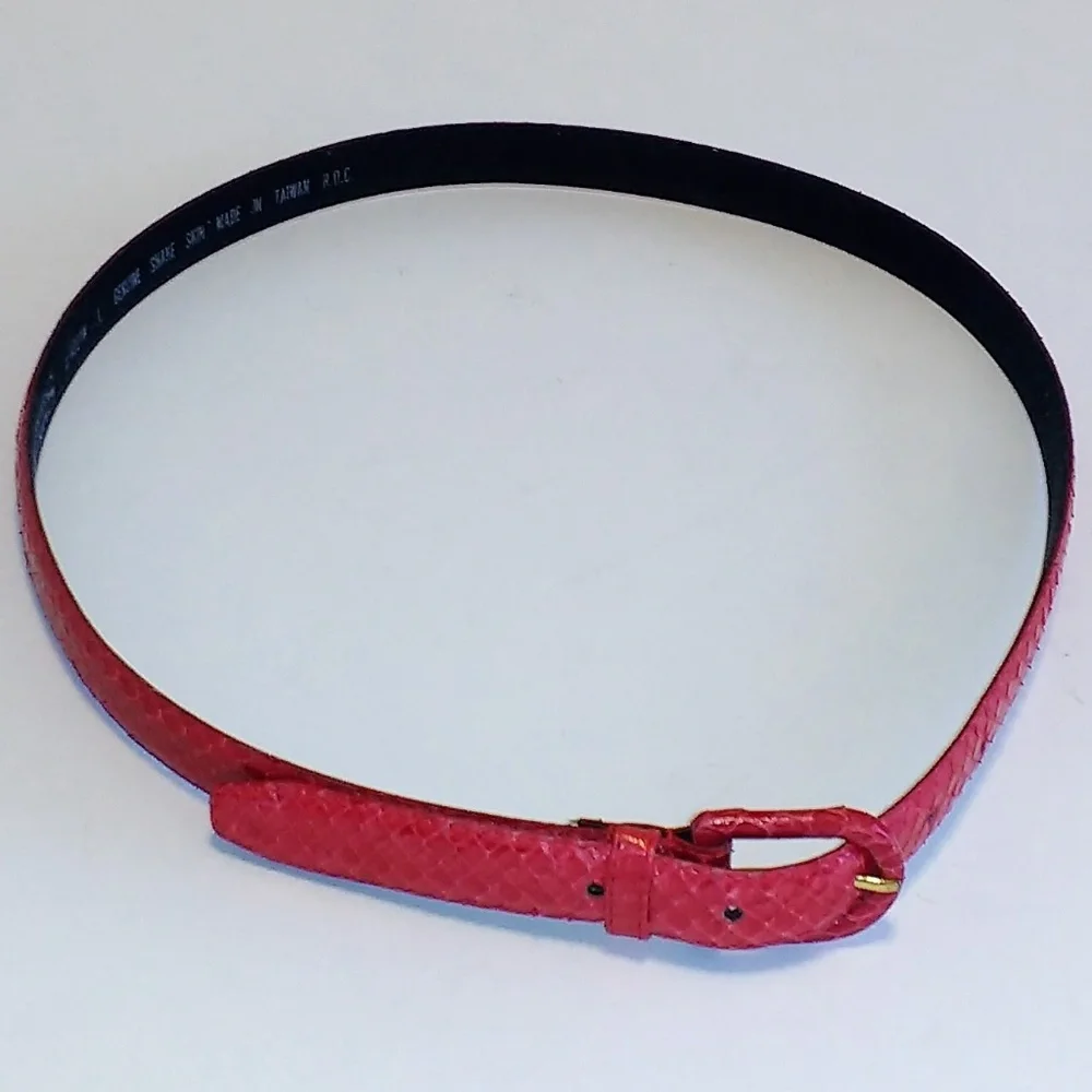 Honors genuine snake skin belt w/gold hardware L